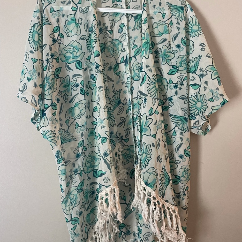 Blue floral beach cover up